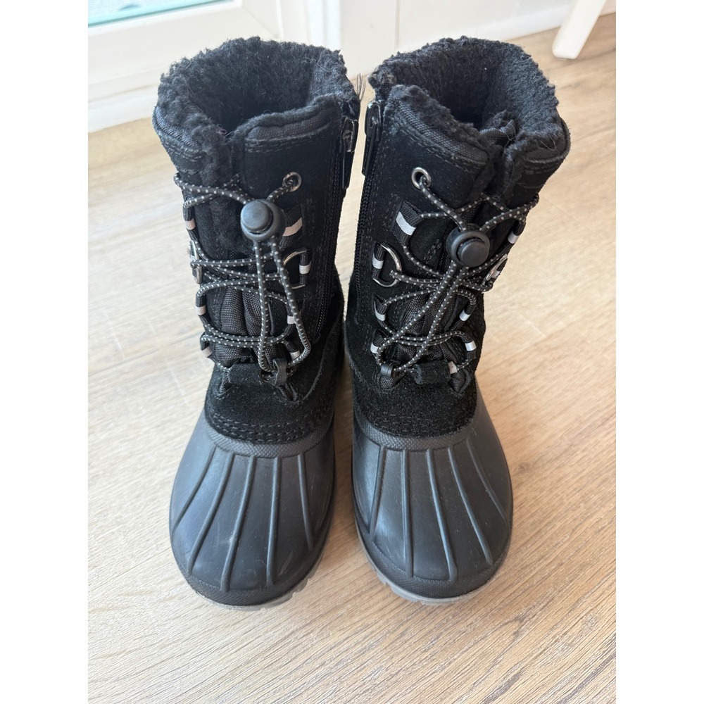 Lands End Kids Snow Flurry Boots Black Suede Insulated Winter Size 11M 519206